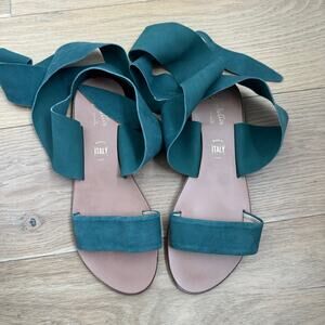 Anthropologie x Seychelles Cruisin' Seafoam Green Ankle Wrap Flat Sandal Size 7